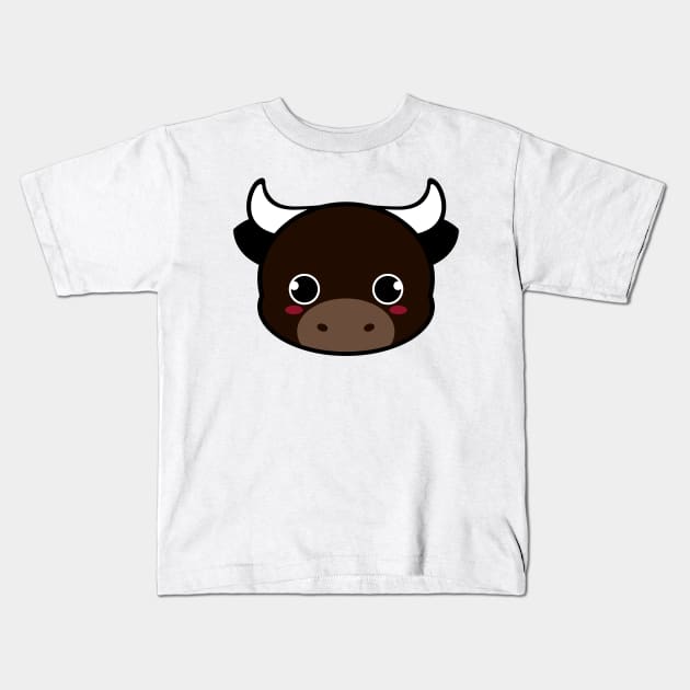 Cute Black Bull Kids T-Shirt by alien3287